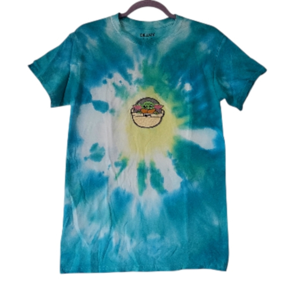 Homemade Gildan Blue Star Wars Baby Yoda Tie-Dye Tshirt Tee Size Small‎ NWOT